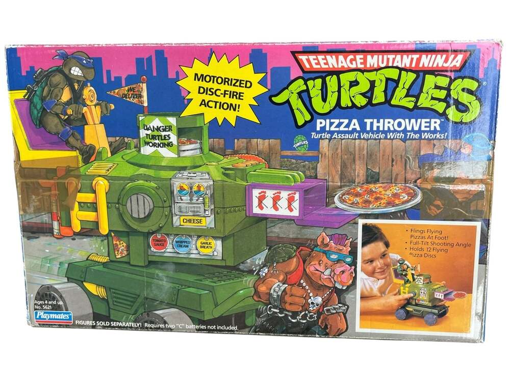 Vintage 1989 Playmates Teenage Mutant Ninja Turtles Pizza Thrower Vehicle w/Box